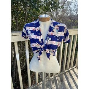 VTG Button Up Tie Top Size Small